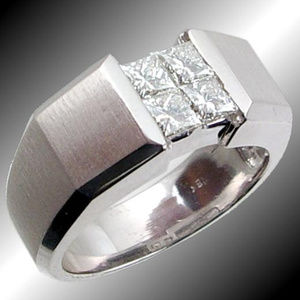 Invisible Set Diamond Mens Ring 1.03TDW 18KT White